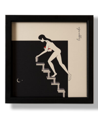 Leggendo - piastrella seta in cornice nera